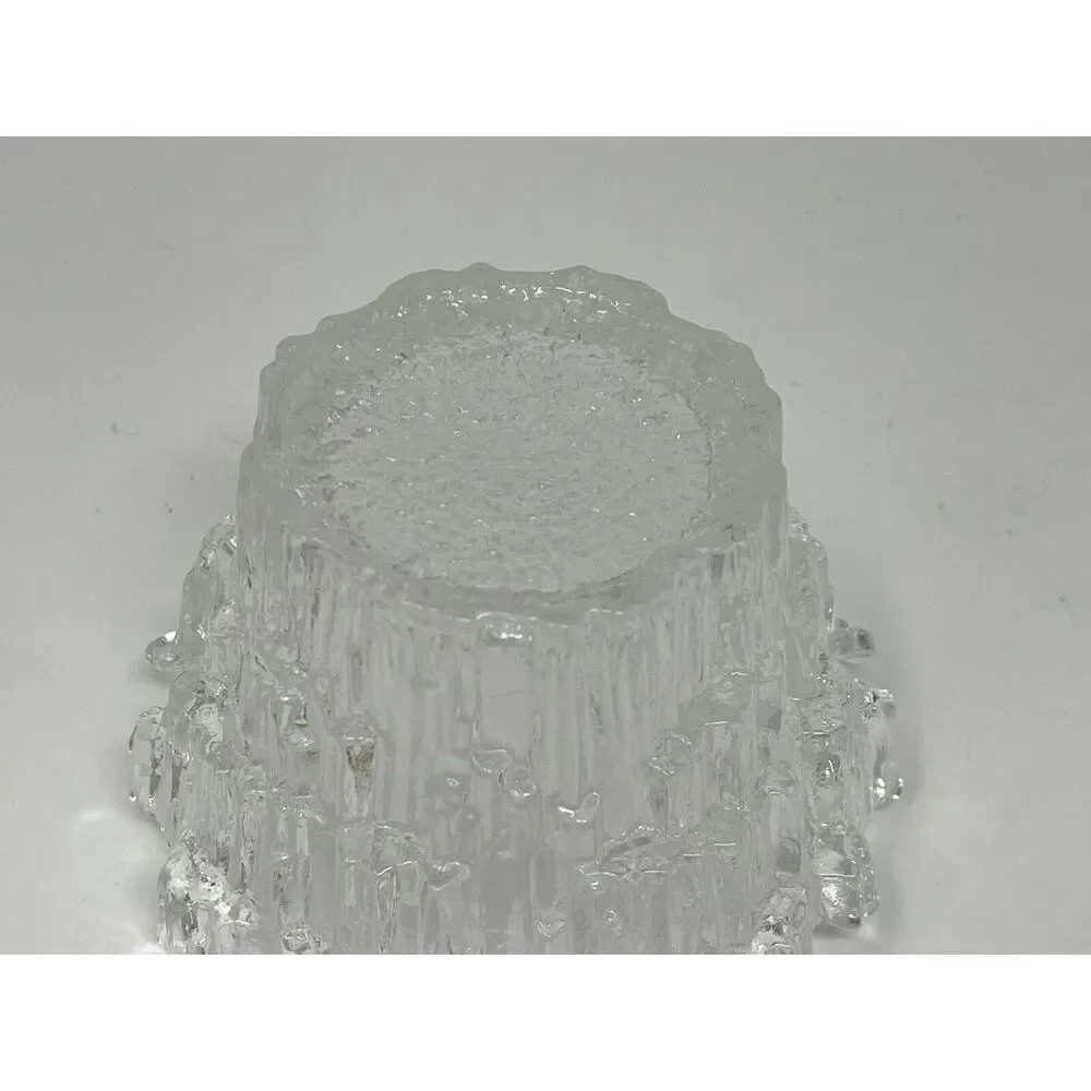 Vintage Dalzell Viking Glass Ice Icicle Clear Glimmer Votive Candle Holder MCM